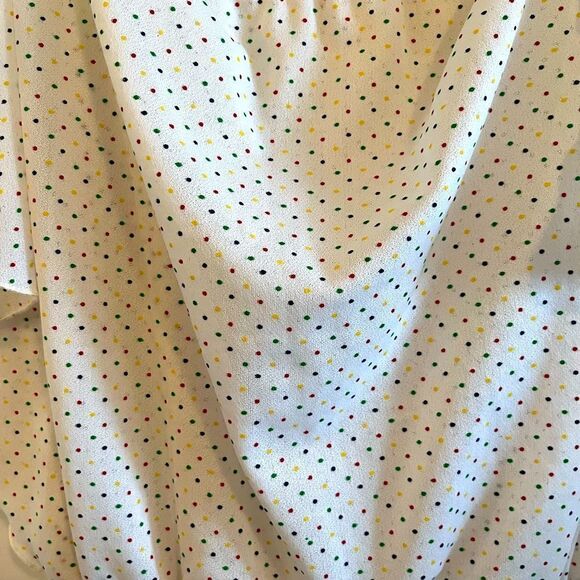70s vintage multi coloured polka dot white frilly disco dress - Picture 16 of 16